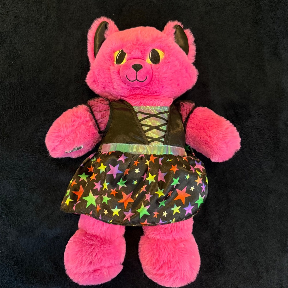 Build-A-Bear Workshop Pink‎ Starry Skies Kitty Cat Plush with Rainbow Star Dress